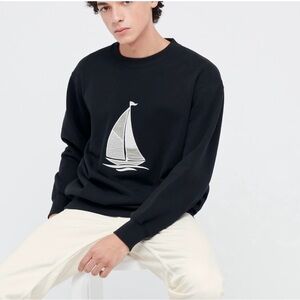 Large J.W. Anderson Boat Crewneck Uniqlo Long Sleeve Black Striped JW